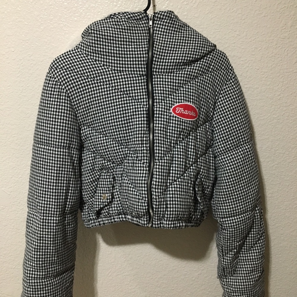 Puffy plaided jacket black and white ***MUST BUY WITH BUNDLE***